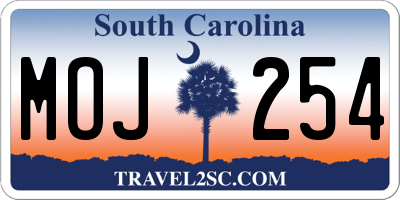 SC license plate MOJ254