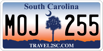 SC license plate MOJ255