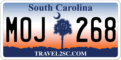 SC license plate MOJ268