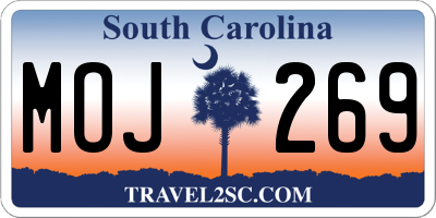 SC license plate MOJ269