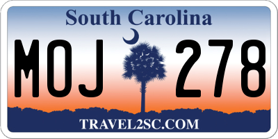 SC license plate MOJ278