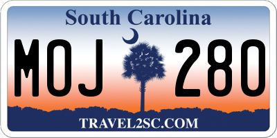 SC license plate MOJ280