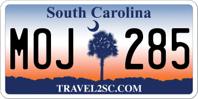 SC license plate MOJ285