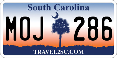 SC license plate MOJ286
