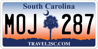 SC license plate MOJ287