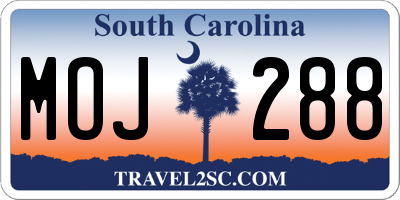 SC license plate MOJ288