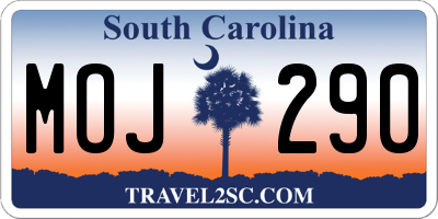 SC license plate MOJ290