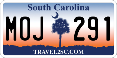 SC license plate MOJ291