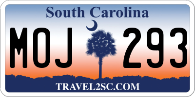 SC license plate MOJ293