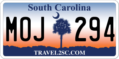 SC license plate MOJ294