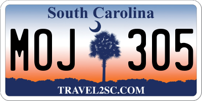 SC license plate MOJ305