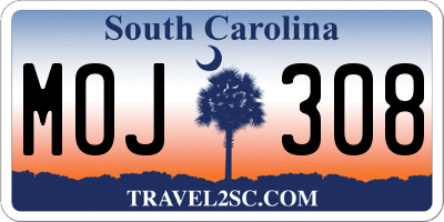SC license plate MOJ308