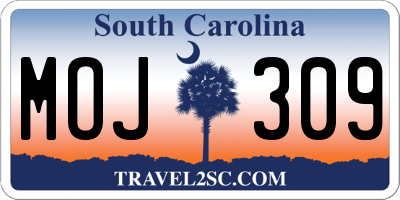 SC license plate MOJ309