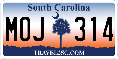 SC license plate MOJ314