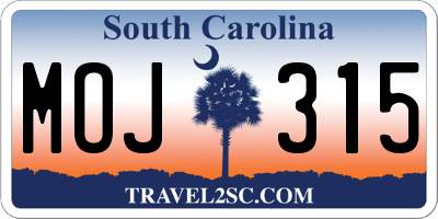 SC license plate MOJ315