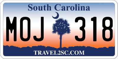 SC license plate MOJ318