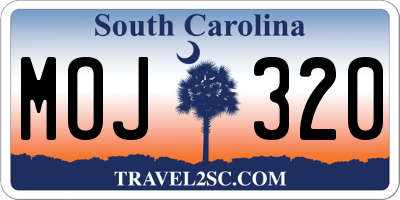 SC license plate MOJ320