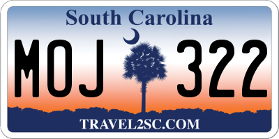 SC license plate MOJ322