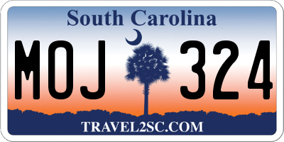 SC license plate MOJ324