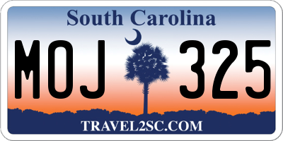 SC license plate MOJ325