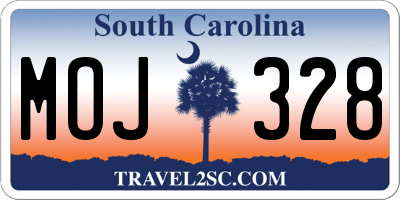 SC license plate MOJ328
