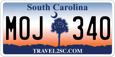 SC license plate MOJ340