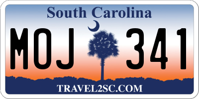 SC license plate MOJ341