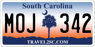 SC license plate MOJ342