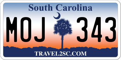SC license plate MOJ343