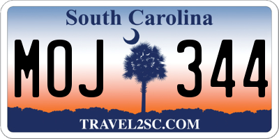SC license plate MOJ344