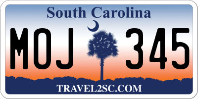 SC license plate MOJ345