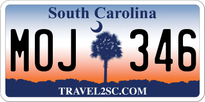 SC license plate MOJ346