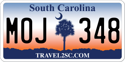 SC license plate MOJ348