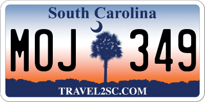 SC license plate MOJ349