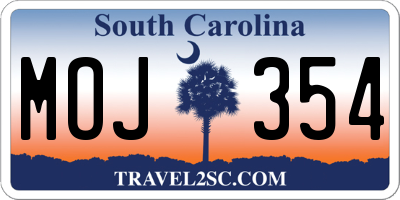 SC license plate MOJ354