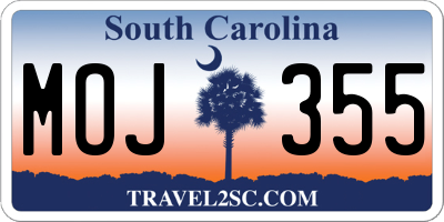 SC license plate MOJ355