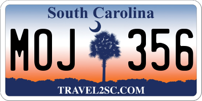 SC license plate MOJ356