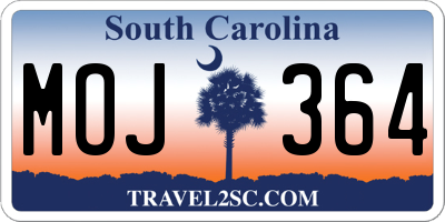 SC license plate MOJ364