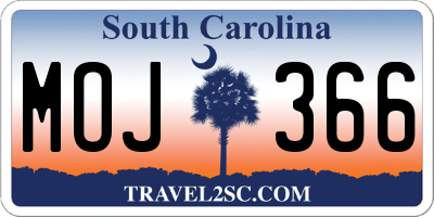 SC license plate MOJ366