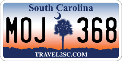 SC license plate MOJ368