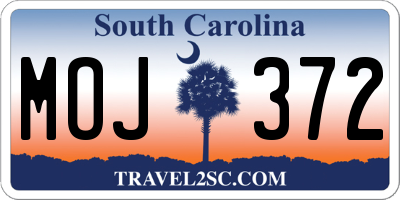 SC license plate MOJ372