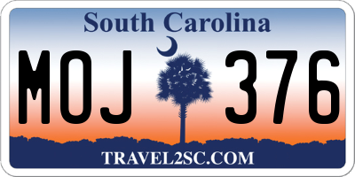 SC license plate MOJ376