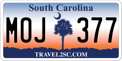 SC license plate MOJ377