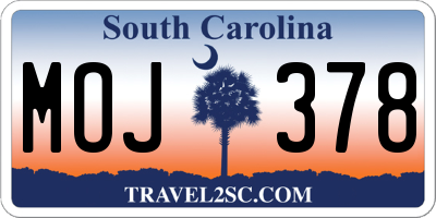 SC license plate MOJ378