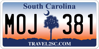 SC license plate MOJ381
