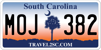 SC license plate MOJ382
