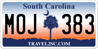 SC license plate MOJ383