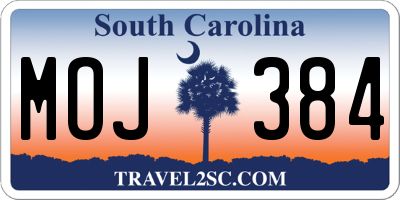 SC license plate MOJ384