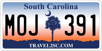 SC license plate MOJ391