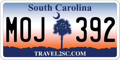 SC license plate MOJ392